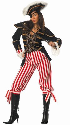 Dámský kostým pirátka (s pruhovanými kalhotami)