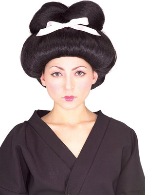 Dámská paruka geisha s bílou mašlí