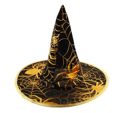 Čarodějnický klobouk se zlatým motivem pro dospělé