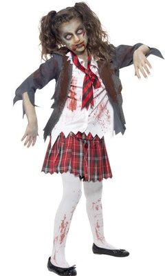 Dívčí halloweenský kostým zombie školačka