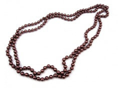 Náhrdelník z voskovaných perel 150cm, hnědý