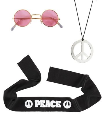Sada hippies (čelenka, náhrdelník, brýle)