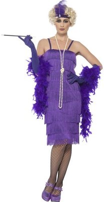 Dámský kostým charleston flapper fialový, dlouhé šaty