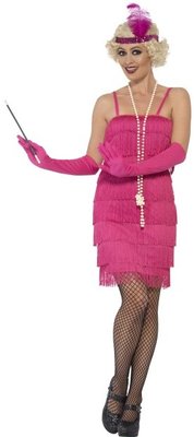 Dámský kostým charleston flapper růžový, krátké šaty