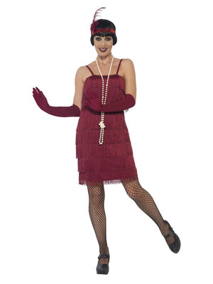 Dámský kostým charleston flapper vínový, krátké šaty