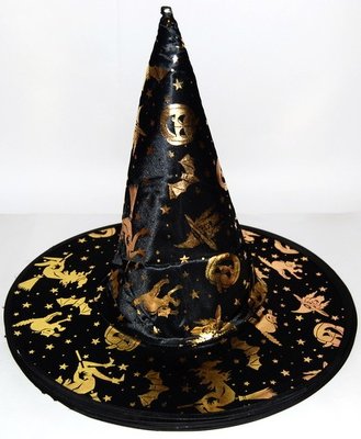 Dětský čarodějnický klobouk se zlatým motivem