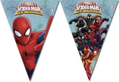 Girlanda praporky Spiderman - délka 2,3m - 9 praporků.