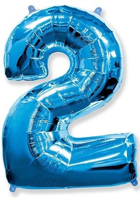 Fóliový balónek číslice 2 modrý 85cm (II. Jakost)