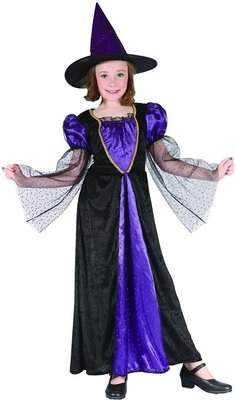 Dívčí kostým čarodějnice, fialovo-černá