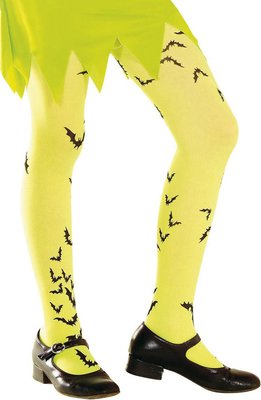 Dívčí neonově žluté halloweenksé punčocháče