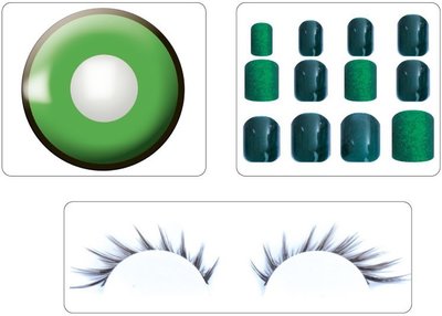 Sada kontaktních čoček na jeden rok, nehty a řasy zelené (II. Jakost)