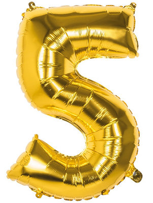 Fóliový balónek číslice 5 zlatý 85cm