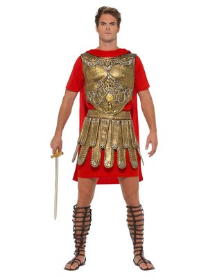 Pánský Kostým Římský Gladiátor červeno zlatý