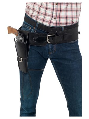 Pouzdro na pistol s páskem z umělé kůže, černé