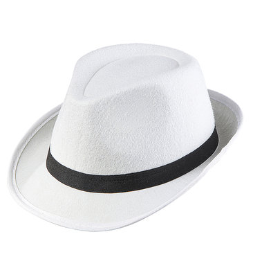 Bílý gangster klobouk s černou stuhou
