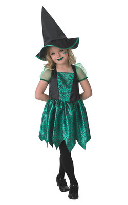 Dívčí zelený kostým pavoučí čarodějnice