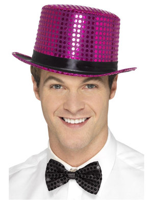 Flitrový klobouk - růžový