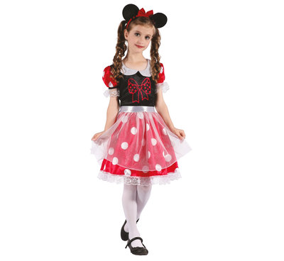 Dívčí kostým Minnie Mouse s čelenkou (červený)