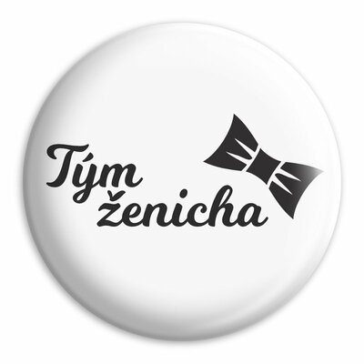 Placka Tým ženicha s motýlkem, (Bílá)