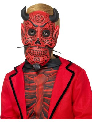 Dětská maska Den mrtvých - ďábel (červená)