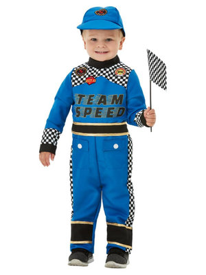 Dětský kostým automobilový závodník (modrý)
