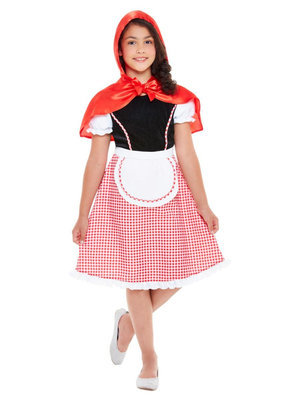 Dívčí kostým Červená Karkulka (červeno-bílý)