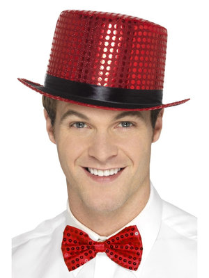 Flitrovaný červený klobouk