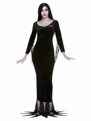 Dámský kostým Morticia Addams s parukou
