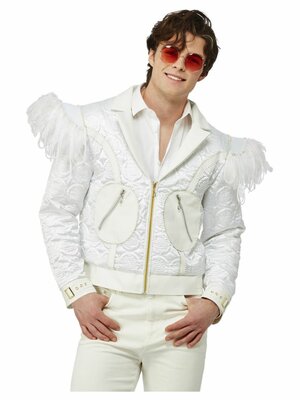 Elton John bunda s peřím na ramenou