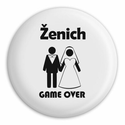 Placka GAME OVER - ženich (Bílá)