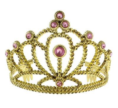 Korunka dětská zlatá s růžovými diamanty