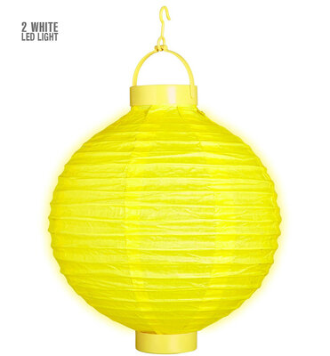 Žlutý lampión se dvěmi bílými LED světly