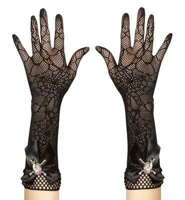 Dámské krajkové rukavičky s pavoukem 33cm