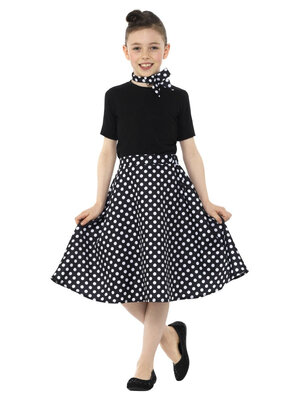 Dívčí puntíkovaná sukně z 50. let, černá