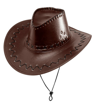 Hnědý kovbojský klobouk s prošitím