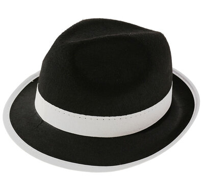 Černý klobouk gangster s bílou stužkou