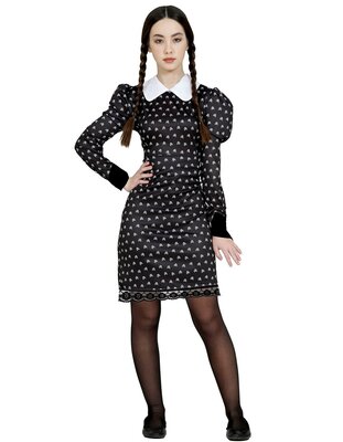 Dívčí šaty s límečkem Wednesday Addams (pro věk 14 - 16 let)
