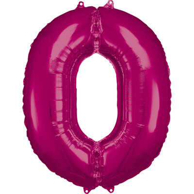 Fóliový balónek číslice 0 růžový, 86 cm