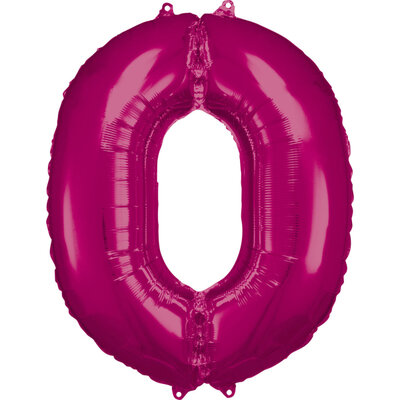 Fóliový balónek číslice nula růžový, 86 cm