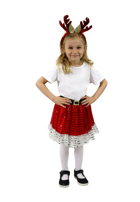 Dětský kostým TUTU sukně vánoční sob s čelenkou (3-7 let)