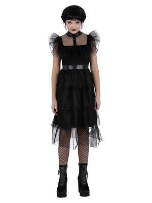 Dívčí kostým Wednesday Addams (černé šaty s volánky)