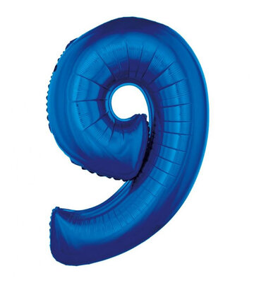 Fóliový balónek číslice devět modrý, 92 cm