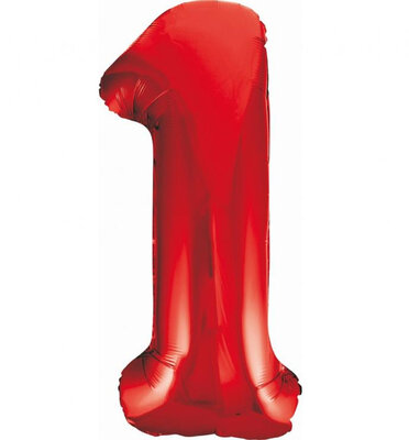 Fóliový balónek číslice jedna červený, 85 cm