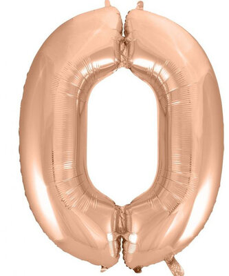 Fóliový balónek číslice nula rose gold, 92 cm