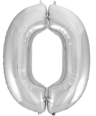 Fóliový balónek číslice nula stříbrný, 92 cm