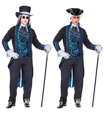 Pánský kostým viktoriánský vampír černo modrý
