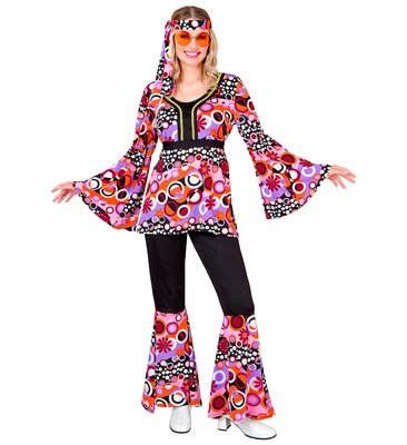 Dámský kostým 70.léta (hippies) vzor bublin