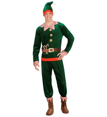 Malý elfí pomocník Santa Clause (top, kalhoty, návleky na boty, čepice s ušima)