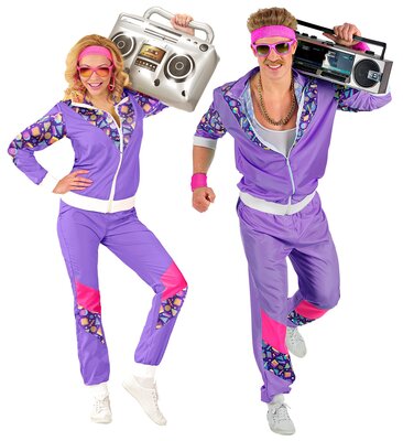Unisex fialová disco šusťákovka z 80. a 90. let
