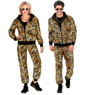 Unisex metalická tygří disco šusťákovka z 80. a 90. let